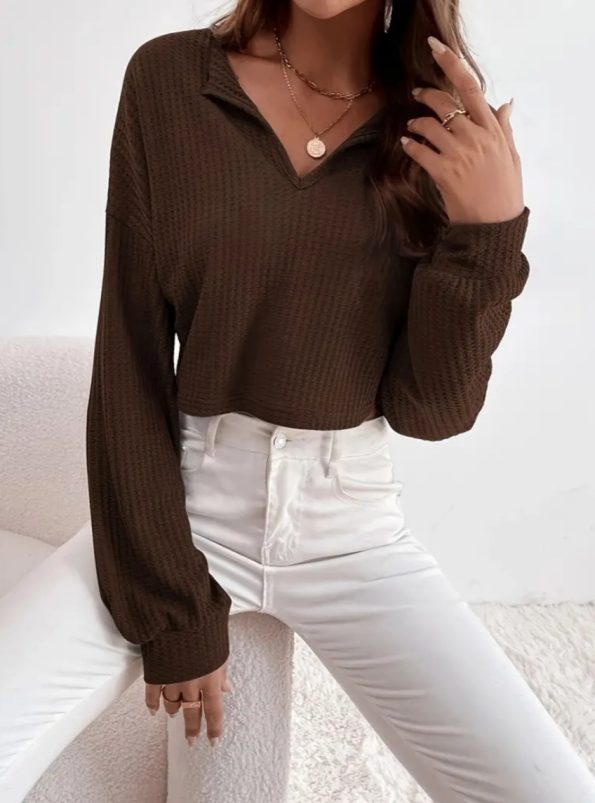 blusa manga larga cafe modelo seri