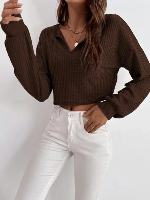 blusa manga larga cafe modelo seri